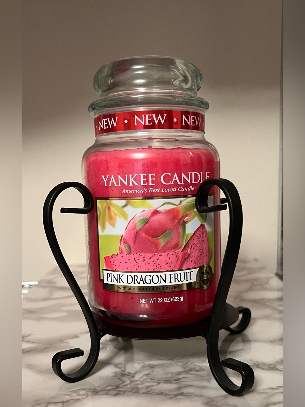 Yankee Candle Black Metal Scroll Jar Candle Holder Older Design/Discontinued EUC